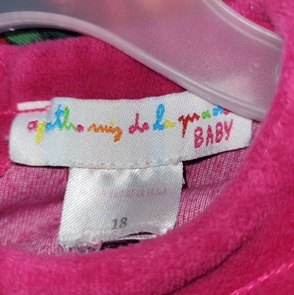 🌈 Agatha Ruiz de la Prada Pink Velour Rainbow Tunic Dress Toddler Girl 18 Month - Picture 5 of 5